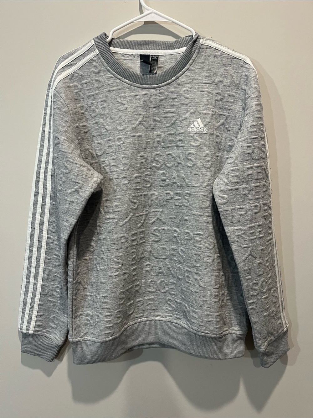 Adidas Gray Raised Lettering Mens Sweatshirt Size Medium